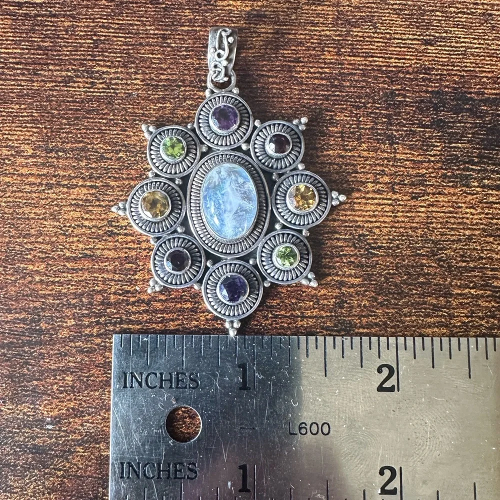 Ross-Simons Artisan Crafted Sterling Silver 925 Multi-Gemstone Pendant - Picture 4 of 7